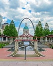 Saint Louis, MO USA - Saint Louis Arch with Old Courthouse Royalty Free Stock Photo