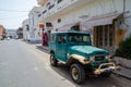 Saint-Louis, Senegal - October 17, 2013: Classic Toyota Land Cruiser 40 series offroad vehicle in street Royalty Free Stock Photo