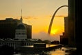 Saint Louis Sunrise and Gateway Arch Royalty Free Stock Photo