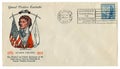 Saint Louis, The USA  - 13 October 1933: US historical envelope: cover with cachet General Thaddeus Kosciuszko, postage stamp, sta Royalty Free Stock Photo
