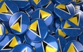 Saint Lucia Badges Background - Pile of Saint Lucian Flag Button