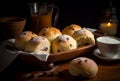 Saint Lucia chocolate buns with tea cup. Generate ai