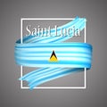 Saint Lucia flag. Official national colors. Saint Lucian 3d realistic stripe ribbon. Vector icon sign background.