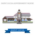 Saint Lucia Government House. Flat historic vector