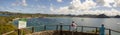 Saint Lucia harbor panorama from Pigeon Island Royalty Free Stock Photo