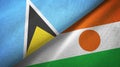 Saint Lucia and Niger two flags textile cloth, fabric texture