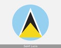 Saint Lucia Round Circle Flag. Saint Lucian Circular Button Banner Icon. EPS Vector