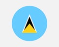 Saint Lucia Round Country Flag. St. Lucian Circle National Flag