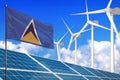 Saint Lucia solar and wind energy, renewable energy concept with solar panels - renewable energy against global warming -
