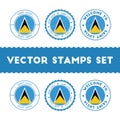 Saint Lucian flag rubber stamps set.