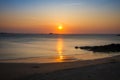 Saint-Malo beach and seascape at sunset, Brittany, France