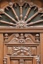 Details of a Renaissance style wooden door dated from 1652 and located on Mahe de la Bourdonnais Street
