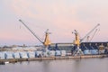 SAINT-MALO, FRANCE - NOVEMBER 27, 2016: Port in Saint Malo, Ship cargo containers