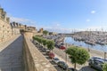 Saint-Malo, Ille-et-Vilaine, France - July 31 2018: Shot near the Porte de Dinan entrance looking down Quai de Dinan carparks and