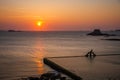 Saint-Malo natural swimming pool at sunset, brittany, France