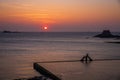 Saint-Malo natural swimming pool at sunset, brittany, France