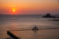 Saint-Malo natural swimming pool at sunset, brittany, France