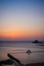 Saint-Malo natural swimming pool at sunset, brittany, France