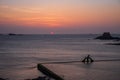 Saint-Malo natural swimming pool at sunset, brittany, France