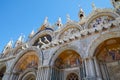 Saint Mark basilica facade in Venice, mosaics detail, Italy Royalty Free Stock Photo