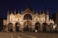 Saint Mark Basilica by night in Venice
