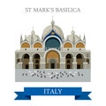 Saint Mark Basilica Venice Italy flat vector attraction landmark