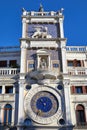 Saint Mark clock tower in Venice with gold zodiac signs in Italy Royalty Free Stock Photo