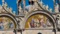 Saint Mark`s Basilica in Venice, ITALY. Architectural details of Saint Mark`s Basilica, Venice, Italy. Saint Mark`s golden lion Royalty Free Stock Photo