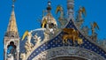 Saint Mark`s Basilica in Venice, ITALY. Architectural details of Saint Mark`s Basilica, Venice, Italy. Saint Mark`s golden lion Royalty Free Stock Photo