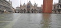 Saint Mark Square and the Basilica with high water in Venice Ita Royalty Free Stock Photo