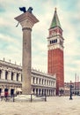 Saint Mark square with column and Campanile tower in Venice, Italy Royalty Free Stock Photo