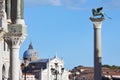 Saint Mark winged Lion statue on column in Venice, Italy Royalty Free Stock Photo