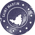 Saint Martin map vintage stamp. Royalty Free Stock Photo