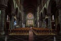 Saint-MartinÃ¢â¬â¢s Church in Arlon, Province of Luxembourg, Belgium. View of the interior, Neo-gothic style, Wallonia`s heritage Royalty Free Stock Photo