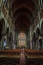 Saint-MartinÃ¢â¬â¢s Church in Arlon, Province of Luxembourg, Belgium. View of the interior, Neo-gothic style, Wallonia`s heritage Royalty Free Stock Photo