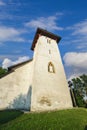 The tower of Saint Martinâs Church in Martincek during summer Royalty Free Stock Photo