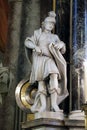 Saint Martin statue on the main altar in the St John the Baptist church in Zagreb, Croatia Royalty Free Stock Photo