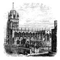 Saint Mary Redcliffe - Anglican church in Bristol, England United Kingdom. Vintage Engraving from 1890s