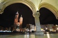 Saint Mary`s Basilica at night. Main market square. Krakow. Poland Royalty Free Stock Photo