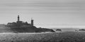 Saint Mathieu lighthouse in black and white (Plougonvelin, France