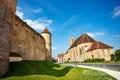 Saint-Maurice church and walls of Blandy castle in France Royalty Free Stock Photo