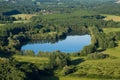 Saint-Maurice-Montcouronne fishing pond seen from the sky in France Royalty Free Stock Photo