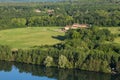 Saint-Maurice-Montcouronne fishing pond seen from the sky in France Royalty Free Stock Photo