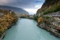 Amazing Autumn Landscape of Rhone River, Switzerland