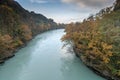 Amazing Autumn Landscape of Rhone River, Switzerland