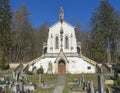 Saint Maximilian Chapel, baroque church with old cemetery in Saint John under the Cliff, Svaty Jan pod Skalou, Czech