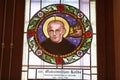 Saint Maximilian Kolbe, stained glass window in Basilica Assumption of the Virgin Mary in Marija Bistrica, Croatia