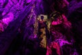 Saint Michael's Cave with colorful lights with Angel. Natural Rock Formation.