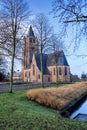 Saint Michel church at early winter morning, Ravels, Flanders, Belgium Royalty Free Stock Photo