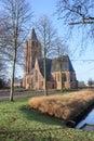 Saint Michel church at sunny daybreak, Ravels, Flanders, Belgium